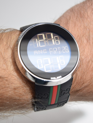 Gucci Digital Watch 114-2 Black/Silver NEW 45mm OEM SILICONE BAND