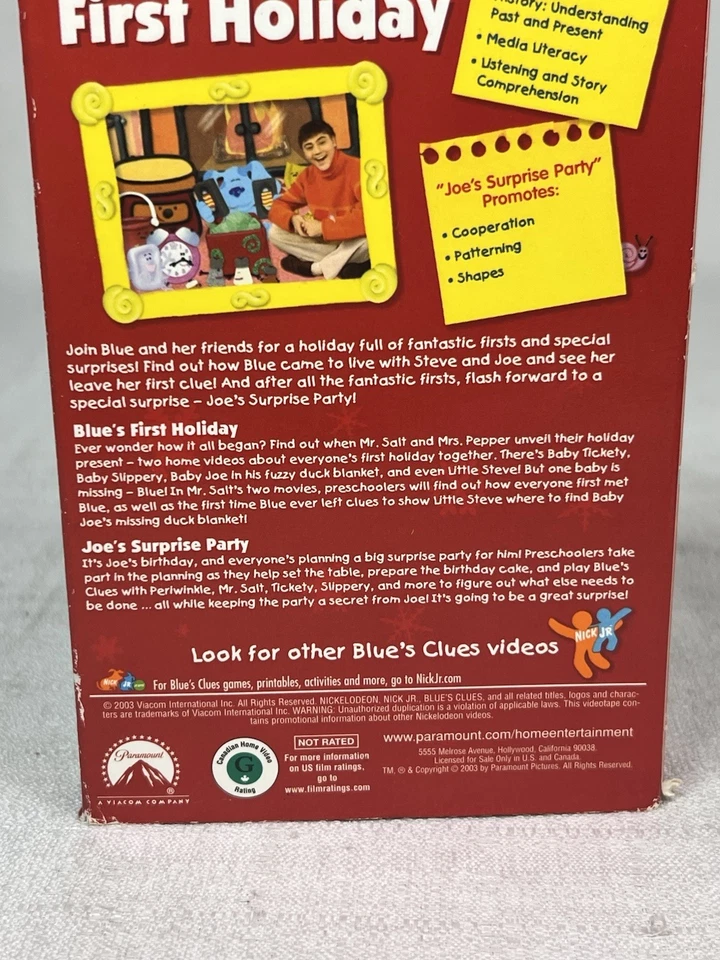 Blues Clues Blues First Holiday VHS Tape 2003 Nickelodeon Nick Jr Kids Steve Joe - Image 4 of 4