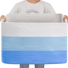 108L Super Large Blanket Basket, 25  x16  x16  Rectangle Gradient Light Blue