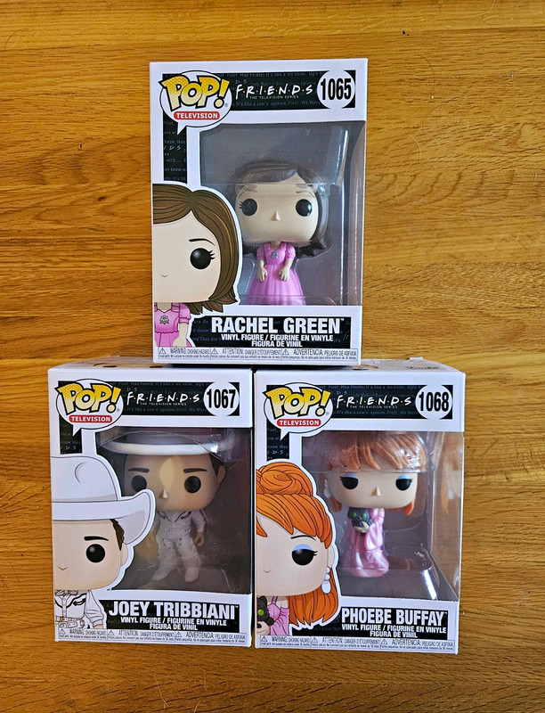 Funko Pop! Television Friends #1065, #1067, #1068 3-Pack Boxed + Enamel Pin