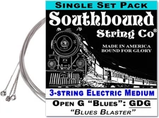 Electric Medium "Blues Blaster" 3-String Cigar Box Guitar Strings LMM, Bronze 