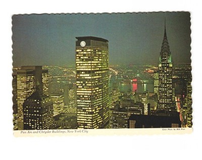 Pan Am and Chrysler Buildings New York City vintage postcard unposted