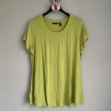 NEW H by Halston Short Sleeve Knit Tunic Top Green Scoop Neck Plus Size 2X QVC