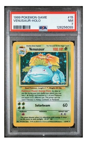 1999 Pokémon Game Base Set Venusaur HOLO #15 PSA 7 NM WOTC RARE VINTAGE
