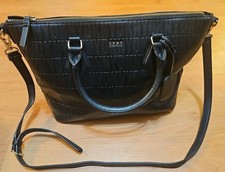 DKNY Women's Black Embossed Tote Bag Excellent Condition 9.5x12x5