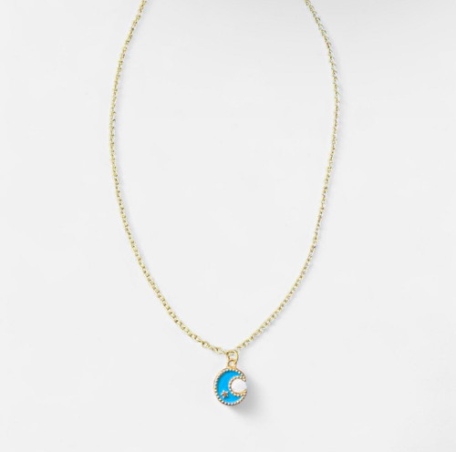 Blue Crescent Moon Necklace