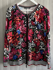 Betty Barclay Jacke Gr. 42 Blumen bunt Reißverschluss leichte Strickjacke