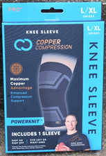Copper Compression Knee Sleeve Black Large/X-Large  Free Shipping  Unisex 