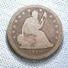 1839 Seated Liberty Quarter 25¢ No Drapery