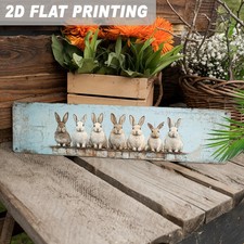 2D Rustic Bunny Metal Signage Vintage Farmhouse Easter Entryway Kitchen Decor