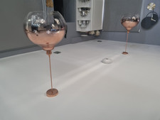 Copper Finish Clear Glass Globe Pendant Ceiling Light, Hardwired, 2 Lights