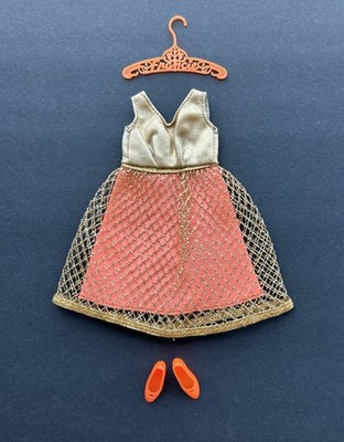 Vintage 1969 MOD FRANCIE Gold Rush#1222 Gold Orange Dress Shoes EXC