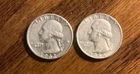 (2) Washington quarters 90% Silver  1962 & 1964
