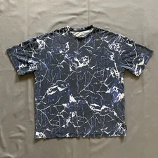 2010s Armani Exchange T Shirt Mens Medium Loose Blue Abstract Print Short Sleeve