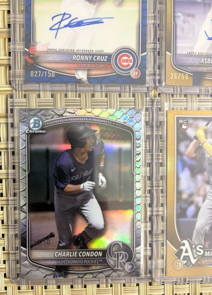 Lote 2025 Bowman #d RC Gonzalez Auto /50, Condon /10, Muncy 1/50, Cruz Auto /150 - Imagem 2 de 4