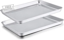 Baking Sheet Set of 2, Baking Pans Tray Cookie Sheet Stainless Steel, N