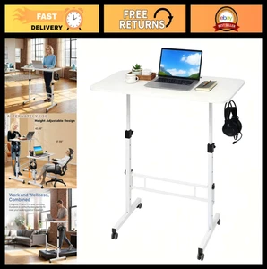 Table d'ordinateur portable à rouleaux réglable, 31.5" Bureau permanent portable pour le bureau intérieur, E