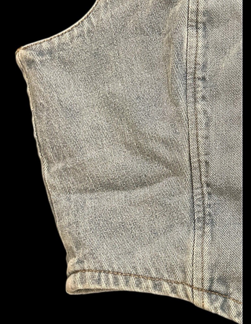 Y2K Denim Button-Down Vest Crop Top- Size L - Corset Style. RRP£32 image 10