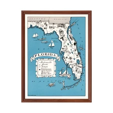 Old Map of Florida 1931 - Vintage Florida Art