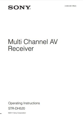Sony Multi Channel AV Receiver Operating Instructions STR-DH520 **ONLY MANUAL**