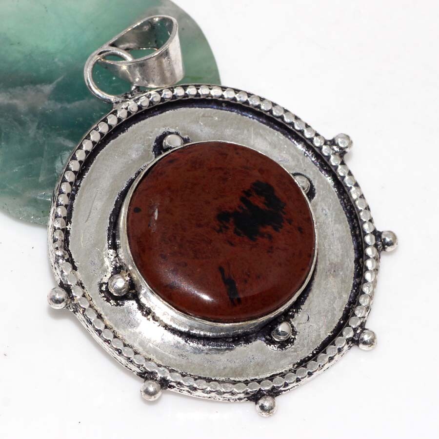Mahogany Obsidian 925 Silver Plated Gemstone Pendant 2