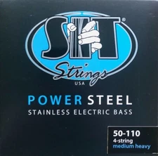 S.I.T. Power Steel Stainless Steel Bass Guitar Strings; long scale gauges 50-110