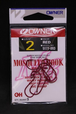 OWNER Mosquito Bait Hooks 5177-093 Size 2 - Red - Pack of 9