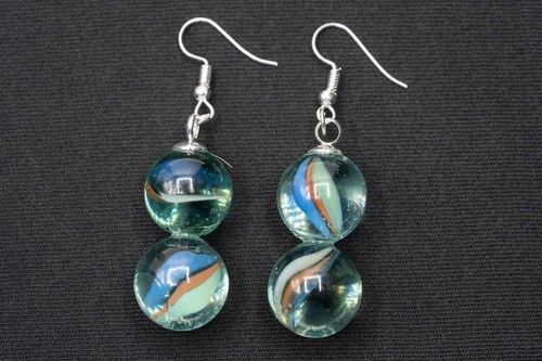 Pendientes Miniblings Colgantes De Vidrio Con Canicas Dobladas - Imagen 2 de 4