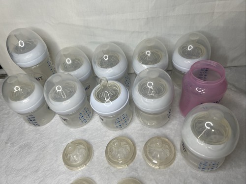 Lot Of 11 Avent Anti Colic Baby Bottles 1-9oz 10-4Oz; 12 #1 Nipple; 3 #2 Nipple - Picture 2 of 5