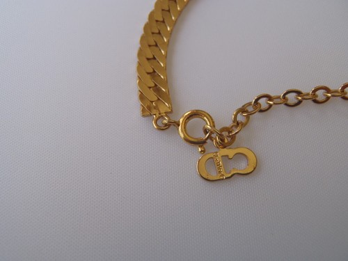 Vintage Christian Dior Necklace Vintage Gold Plated Crystal “V” Choker Necklace - Picture 6 of 9