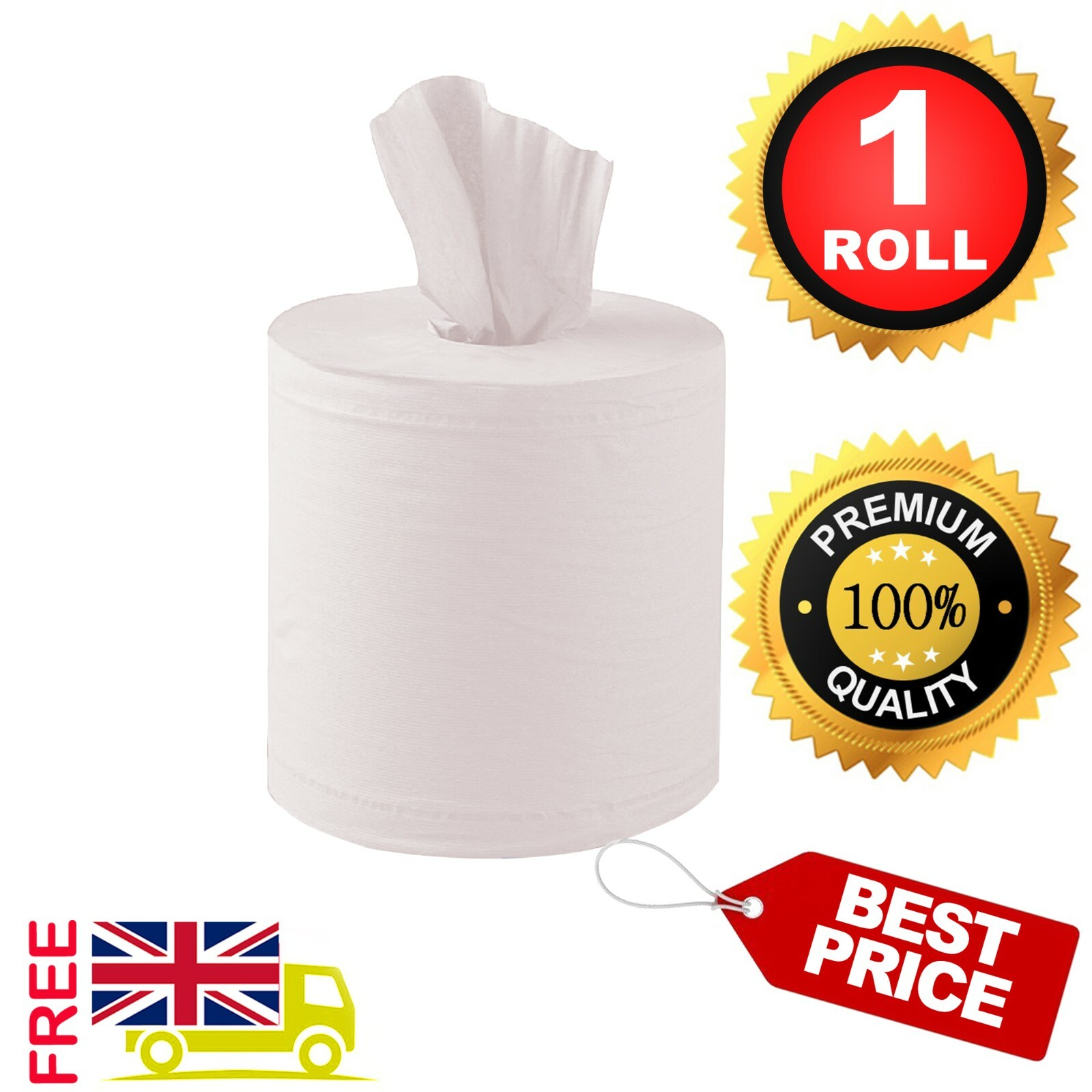 White Centrefeed Rolls Embossed 2 Ply Kitchen Wipes Tissue Paper Hand