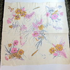 Rayon  Silk Scarf Made in Japan Hand Rolled Vintage Pink Floral 30" x 30" Vtg