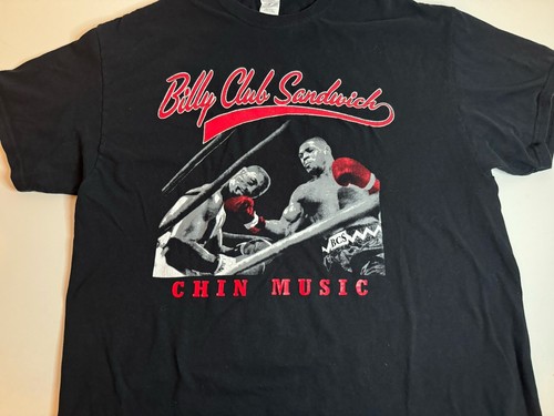 BILLY CLUB SANDWICH “Chin Music” T Shirt Size XL Men’s Black Boxing Shirt Y2K - Picture 2 of 4