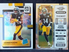 2022 Optic Contenders #73 George Pickens and Optic #223 RC Lot Steelers