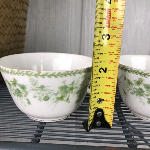 Antike Charles Field Haviland Limoges Grün Blumen Gold Detail Teetassen Frankreich - Bild 8 von 9