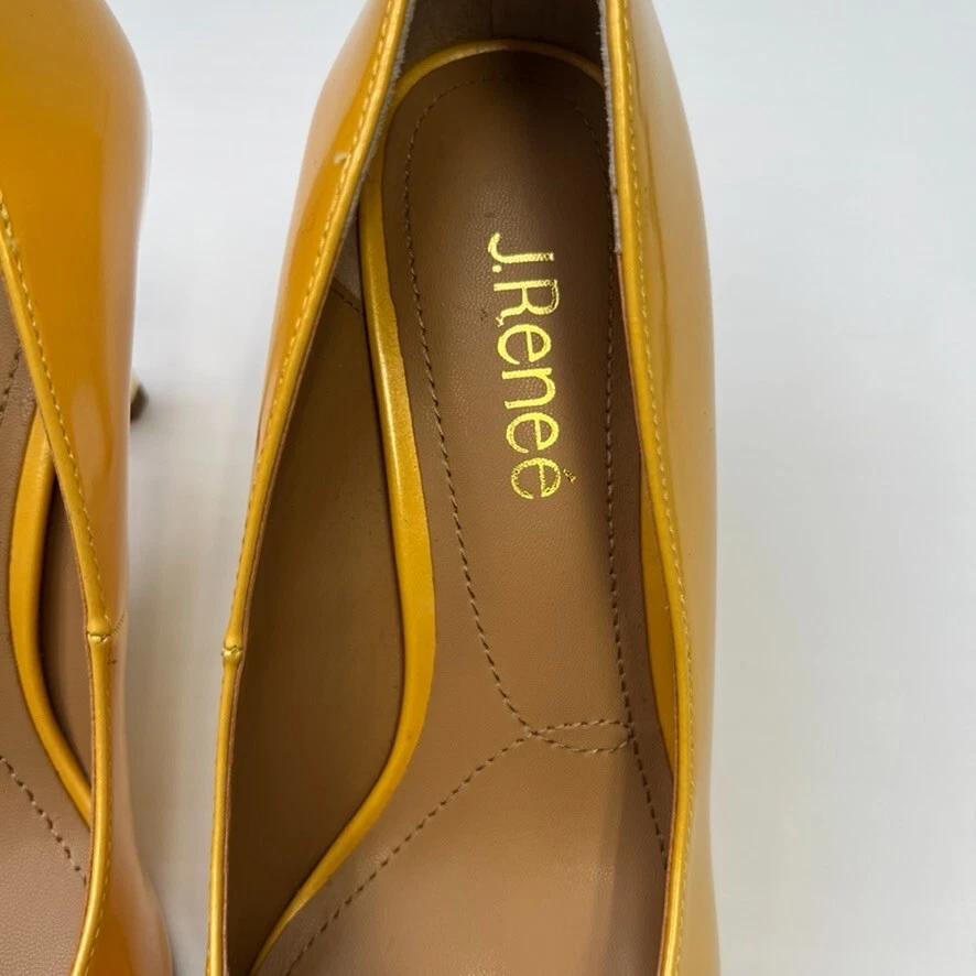 J.Renee Tacón Mujer 8 M Cuero Dorado Brillante Bomba Alto Resort Trabajo Fiesta Núcleo No Foto 3 de 4