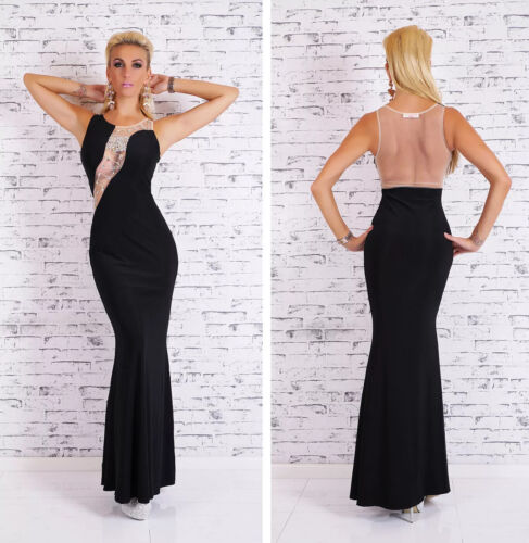 Gown Dress Elegant Black Evening Gown Crystal Embellishments Mermaid Dress - Picture 18 of 23