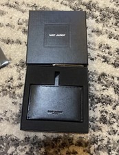 Saint Laurent "For You" YSL Black Leather Metal Purse Travel Compact Mirror