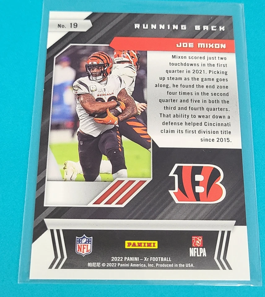 2022 Panini XR Teal /49 #19 Joe Mixon Cincinnati Bengals FOOTBALL Card 7C - Image 2 of 2