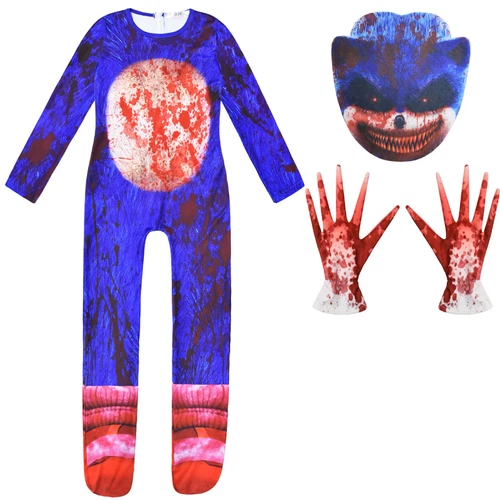 Kinder Cosplay Kostüm Sonic The Hedgehog Jumpsuit Kostüm Halloween Set Geschenk- - Bild 15 von 18