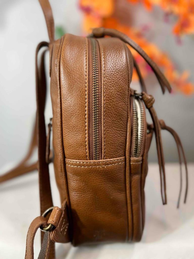 Frye Charlene Embroidered Cognac Leather Backpack w/ Tassel Zipper Pulls NWT FRYE Charlene Embroidered Leather Backpack in Cognac  main image 4