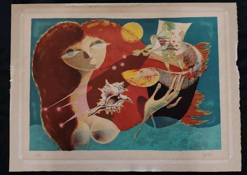 Belle Lithographie De René MARGOTTON "La Femme Et Le Pêcheur" - Imagen 2 de 12