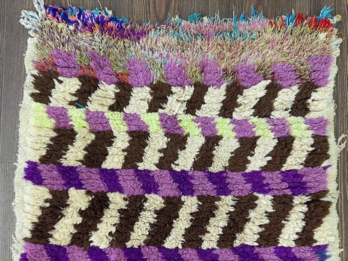 Moroccan Handmade Vintage Rug 2'2"x7'5" ft Patchwork Berber Colorful Tribal Rug - Picture 10 of 12