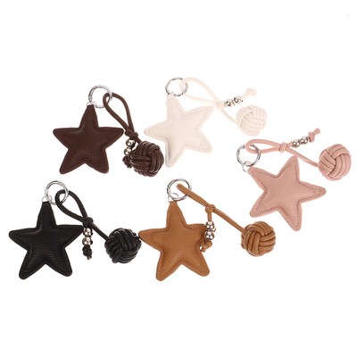 Fashion PU Leather Star Keychain Versatile Keyring Pendant Women Bag Charms _r1