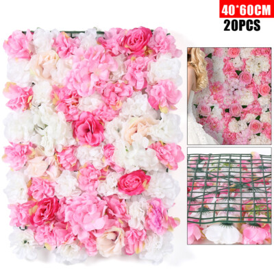 40 x 60 cm 20 Pieces Flower Wall Champagne White & Pink Rose Panel Floral Decor