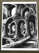 Enigmatic Desert Ruins with Futuristic Architecture Poster 18x24in