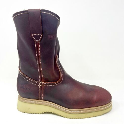 Mens Work Boot Crazy Brown Round Toe 6 display picture 2