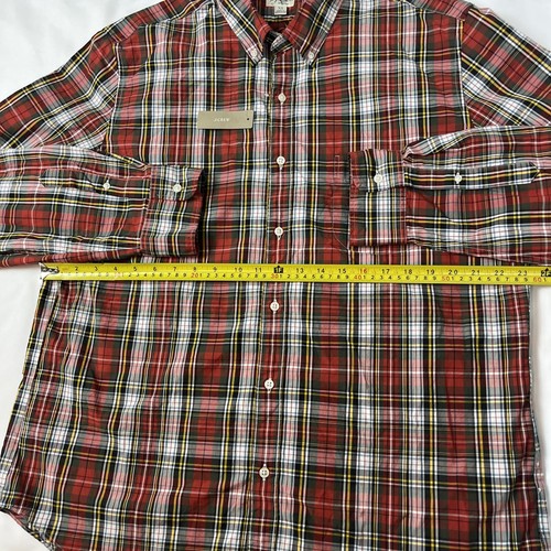 Camisa elástica J Crew para hombre X-grande roja a cuadros manga larga camisa con botones nueva con etiquetas - Imagen 3 de 11