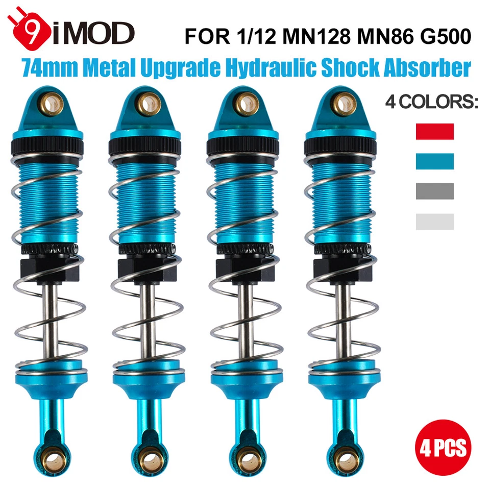 9IMOD 4PCS Shock Absorber 74mm Metal Hydraulic for 1/12 MN128 MN86 G500 RC Car - Image 3 of 4