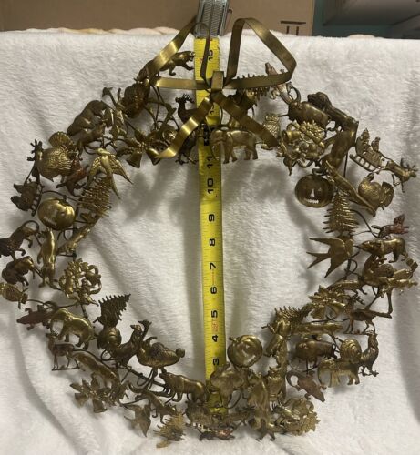 Vintage DRESDEN Brass ALL HOLIDAY Season animal Christmas Valentine door  wreath - Zdjęcie 1 z 3